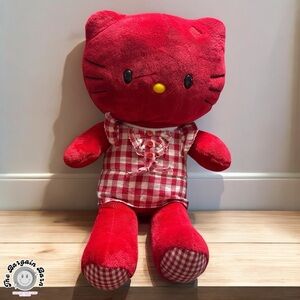 RARE Retired Build-A-Bear Hello Kitty Red Plush 18” Gingham Romper Large